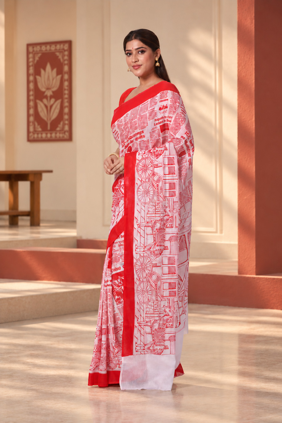 WHITE & RED MALAI COTTON