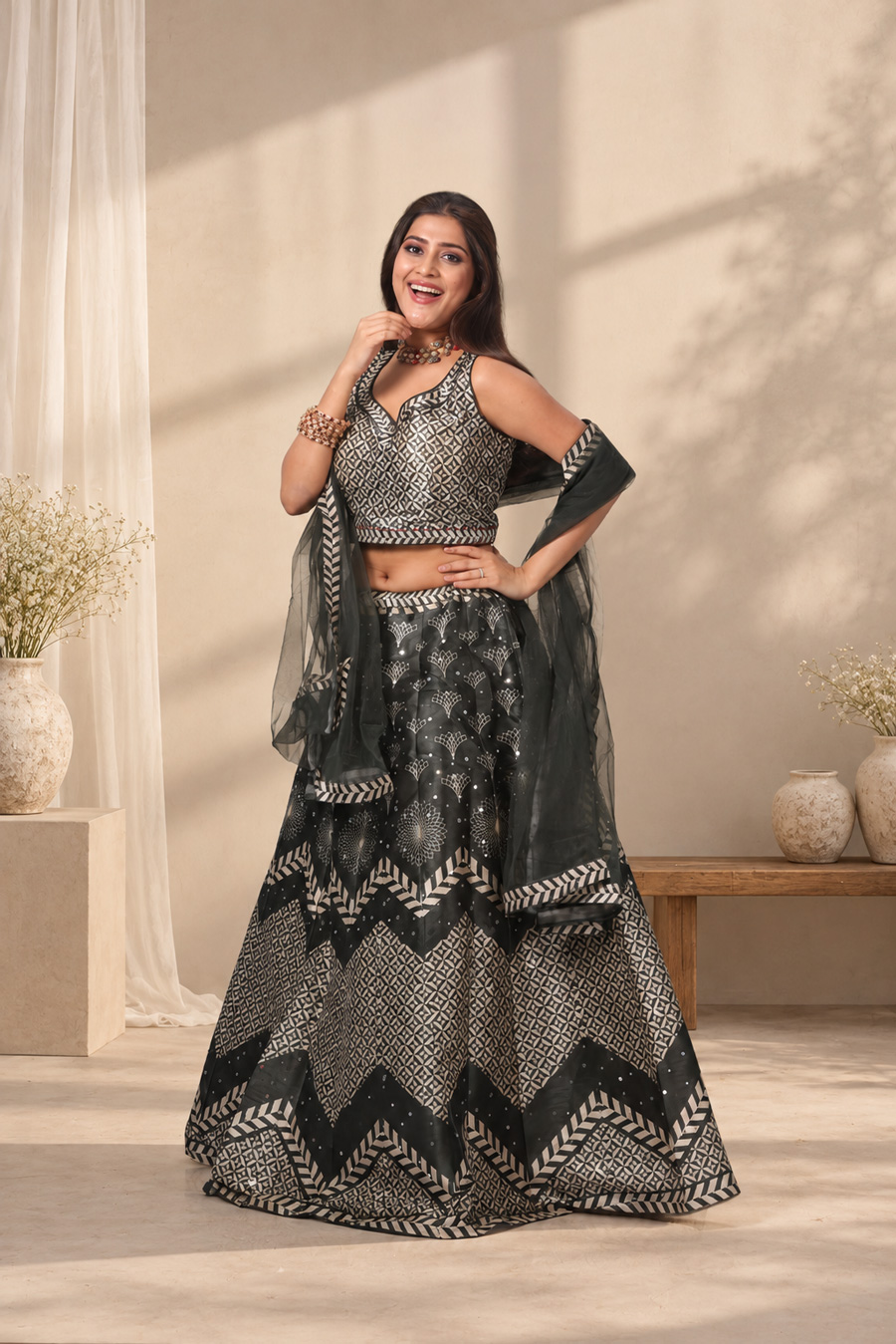 Printed Lahenga Choli Set with Dupatta
