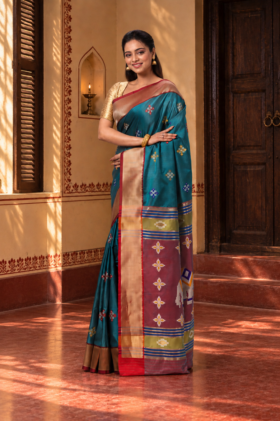 SEMI KALAKHETRA-ELEGANT TEAL
